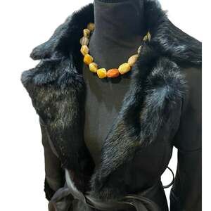 BARSE 925 Sterling Silver Natural Stone Statement Necklace Agate Yellow Orange